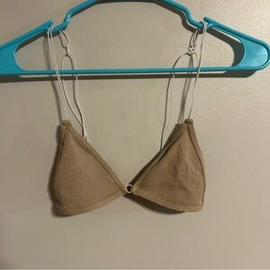 Intimately Free People Shimmer Tan Bralette Gold Stretch XS/S Unlined Triangle